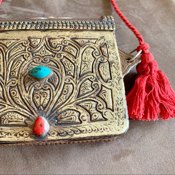 VINTAGE Morocco Copper/Brass Carved Metal Purse - Picture 4 of 8